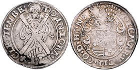 Hohnstein - Grafschaft Volkmar Wolfgang 1562-1580 1/2 Ausbeutetaler 1564 Ellrich Schulten 127a. 
sehr selten, winz.Sf., kl.Prschw. ss