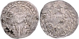 Köln - Erzbistum Engelbert II. von Falkenburg 1261-1274 Denar (1263/74) aus Fund Dünnwald 1939. Erzbischof sitzt mit Buch und Krummstab v.v. / Büste S...