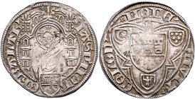 Köln - Stadt Weißpfennig o.J. (1474/1547) Vs: 5 Funken im unteren Feld des Stadtschildes, Rs: 10 große und 4 kleine Funken im Stadtschild, in den Ecke...