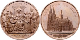 Köln - Stadt Bronzemedaille 1880 (v. Drentwett) a.d. Vollendung des Doms, Variante: CÖLN Weiler 155. 
51,1mm 58,9g vz+