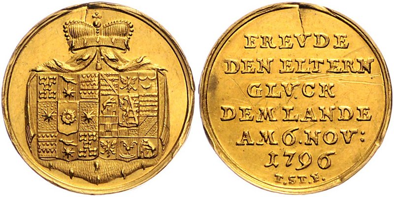 Lippe - Detmold Friedrich Wilhelm Leopold I. 1782-1802 1 1/2 Dukaten 1796 a.d. G...