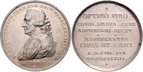 Lübeck - Stadt Silbermedaille 1793 (v. Aaron) a.d. 50-jährige Amtsjubiläum des Rektors Johann Daniel Overbeck Behrens 723. 
38,9mm 21,8g ss+