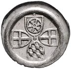 Mainz - Erzbistum Adolf II. von Nassau 1461-1475 Hohlringheller o.J. (um 1464) Vierschildheller mit den Wappen von Mainz, Köln, Bayern und Trier. Punk...