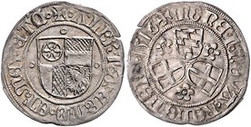 Mainz - Erzbistum Albrecht II. Markgraf von Brandenburg. 1514-1545 Weißpfennig 1516 (Albus) Slg. Pick 259. Slg. Walther -. aus Fd. Fulda 25 (dies Ex.)...
