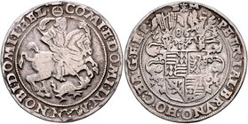 Mansfeld - Vorderort Peter Ernst I. u. seine 5 Brüder 1585-1586 Taler 1586 Eisleben Dav. 9506. Tornau 573f. 
 ss