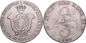 Mecklenburg - Schwerin Friedrich Franz I. 1785-1837 2/3 Taler 1800 Kahnt 284. AKS 6. Jg. 20A. 
 f.ss