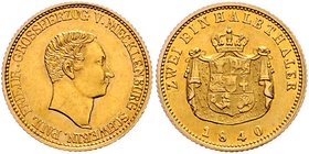 Mecklenburg - Schwerin Paul Friedrich 1837-1842 2 1/2 Taler 1840 Auflage nur 2.910 Exemplare Friedb. 1732. Schlumb. 512. DS 147. 
 vz-