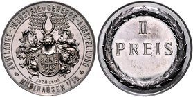 Mühlhausen i. Thüringen Silbermedaille 1903 (unsign.) Prämie der Jubiläums-Industrie- und Gewerbeausstellung, II. Preis, i.Rd: SILBER 0,990 
33,4mm 1...