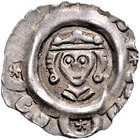 Nürnberg - Reichsmünzstätte Ludwig II. von Bayern. 1268-1273 Pfennig / Brakteat Bb. mit kronenartiger Bedeckung v.v., außen wechseln vier Rosetten ums...