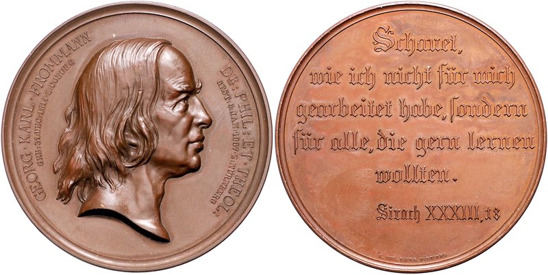 Nürnberg - Stadt Bronzemedaille 1887 (v. Lauer) a.d. Germanisten und 2. Direktor...