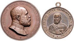Oldenburg Nicolaus Friedrich Peter 1853-1900 Lot von 2 Stücken: Bronzemedaille o.J. (v. Lauer) a.d. 11. Oldenburger Bundesschießen in Varel a.d. Jade ...