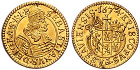 Passau - Bistum Sebastian von Pötting 1673-1689 1/6 Dukat 1674 Alle Münzen des Bischofs Sebastian von Pötting sind extrem selten. Vermutlich einziges ...