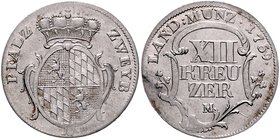 Pfalz - Birkenfeld-Zweibrücken Christian IV. 1735-1775 12 Kreuzer 1759 Zweibrücken Slg. Noss 458. Memmesh. 2733. 
4,00 g vz+