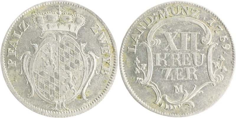 Pfalz - Birkenfeld-Zweibrücken Christian IV. 1735-1775 12 Kreuzer 1759 Zweibrück...