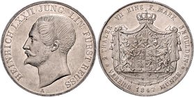 Reuss - Ebersdorf Heinrich LXII. 1818-1854 Doppeltaler 1847 A Kahnt 404. Dav. 805. AKS 56. Thun 283. 
 ss-vz