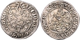Sachsen - Kurfürstentum, ab 1806 Königreich Friedrich III., Johann und Georg 1507-1525 Zinsgroschen o.J. Annaberg Keilitz 54. Mers. 403. Schulten 3006...