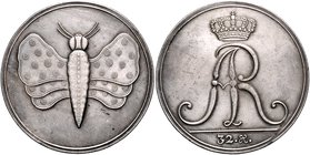Sachsen - Kurfürstentum, ab 1806 Königreich Friedrich August I. der Starke 1694-1733 Sammleranfertigung o.J. (1709) Schmetterlingstaler zu 32 Groschen...