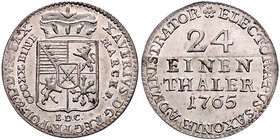 Sachsen - Kurfürstentum, ab 1806 Königreich Xaver als Vormund 1763-1768 1/24 Taler 1765 EDC Mers. 1911. Buck 51.5. Kahnt 1027. Schön 194. 
Prachtexem...