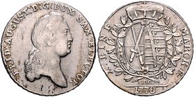 Sachsen - Kurfürstentum, ab 1806 Königreich Friedrich August III. 1763-1806 Konventionstaler 1778 Dresden Kahnt 1074. Dav. 2690. Buck 141f. 
 ss-vz/v...