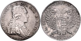 Sachsen - Kurfürstentum, ab 1806 Königreich Friedrich August III. 1763-1806 1/2 Konventionstaler 1792 Dresden auf das Vikariat Kahnt 1160. Buck 184. ...