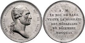 Sachsen - Kurfürstentum, ab 1806 Königreich Friedrich August I. 1806-1827 Zinnmedaille 1809 (v. Andrieu/Denon) a.d. Besuch der Pariser Münze 
kl.Rf. ...