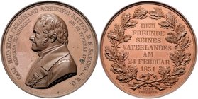 Sachsen - Kurfürstentum, ab 1806 Königreich Friedrich August II. 1836-1854 Bronzemedaille 1851 (v. Ulbricht) a.d. 73. Geburtstag von Carl Heinrich Fer...