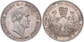 Sachsen - Kurfürstentum, ab 1806 Königreich Friedrich August II. 1836-1854 Taler 1854 F auf seinen Tod Kahnt 452. Dav. 881. AKS 117. Thun 329. 
 f.vz...