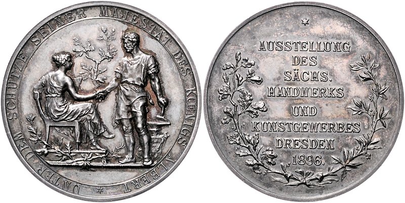 Sachsen - Kurfürstentum, ab 1806 Königreich Albert 1873-1902 Silbermedaille 1896...
