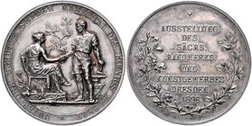 Sachsen - Kurfürstentum, ab 1806 Königreich Albert 1873-1902 Silbermedaille 1896 (v. Graff/Glaser & Sohn) a.d. Ausstellung des sächsischen Handwerks u...
