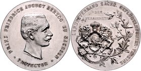 Sachsen - Kurfürstentum, ab 1806 Königreich Albert 1873-1902 Silbermedaille o.J. (v. Glaser & Sohn) Prämie des Landesverbandes Sächsischer Geflügelzüc...