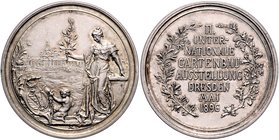 Sachsen - Kurfürstentum, ab 1806 Königreich Albert 1873-1902 Silbermedaille 1896 (v. Glaser & Sohn) a.d. II. Internationale Gartenbau-Ausstellung in D...