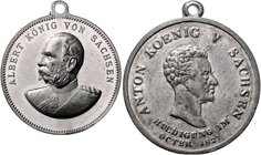 Sachsen - Kurfürstentum, ab 1806 Königreich Friedrich August III. 1904-1918 Lot von 7 Stücken: Zinnmedaille 1827 (unsign.) auf seine Huldigung (ss, m....