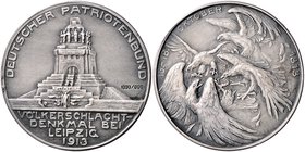 Sachsen - Leipzig, Stadt Silbermedaille 1913 (unsign.) des Deutschen Patriotenbundes zur Erinnerung an die Völkerschlacht 1813, mit Silberpunze 1000/0...