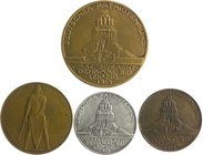 Sachsen - Leipzig, Stadt Lot von 4 Stücken: 2 Bronzemedaillen und 1 Silbermedaille 1913 des Deutschen Patriotenbundes a.d. Einweihung des Völkerschlac...