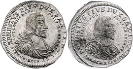Sachsen - Gotha Friedrich II. 1691-1732 Zinnabschlag der Vs. des 1/4 Reichstalers 1729, beidseitig Vs. Steguweit zu225. 
Kr., l. dezentriert vz