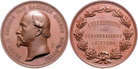 Sachsen - Coburg und Gotha Ernst II. 1844-1893 Kupfermedaille o.J. (v. Helfricht) Prämie für hervorragende Leistung 
kl.Fleck 50,6mm 66,6g vz