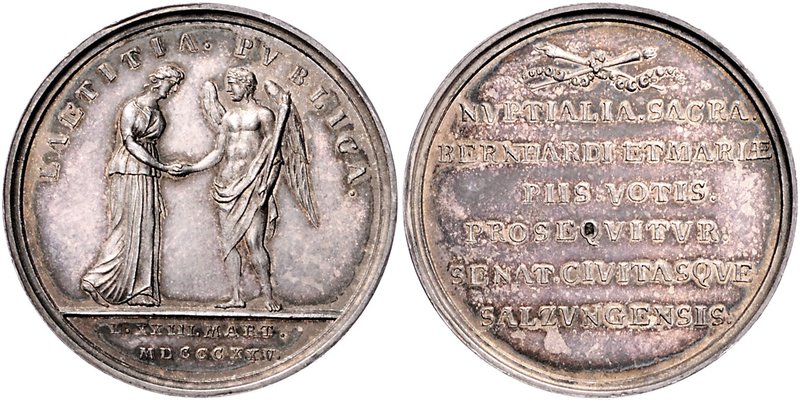 Sachsen - Meiningen Bernhard Erich Freund 1821-1866 Silbermedaille 1825 (v. Stei...