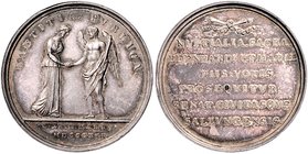 Sachsen - Meiningen Bernhard Erich Freund 1821-1866 Silbermedaille 1825 (v. Steigleder, unsign.) auf seine Vermählung mit Marie v. Hessen-Kassel, gewi...