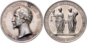 Sachsen - Meiningen Bernhard Erich Freund 1821-1866 Silbermedaille 1846 (v. Helfricht) auf sein 25-jähriges Regierungsjubiläum Mers. vgl. 3462 (Bronze...