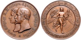 Sachsen - Meiningen Bernhard Erich Freund 1821-1866 Bronzemedaille 1850 (v. Helfricht) a.d. Vermählung des Erbprinzen Georg mit Charlotte Prinzessin i...