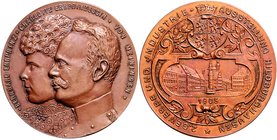 Sachsen - Meiningen Georg II. 1866-1915 Bronzemedaille 1905 (unsign.) a.d. 2. Gewerbe- und Industrieausstellung in Hildburghausen 
45,5mm 40,4g vz-st