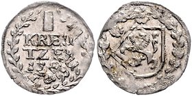Sayn - Wittgenstein Gustav 1657-1701 1 Kreuzer 1686 stark versetzte Doppelprägung M.J.-V. vgl. 238. 
 prfr.