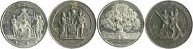 Schleswig-Holstein Provisorische Regierung 1848-1850 Lot von 2 Stücken: Zinnmedaille 1846 (v. Däubler) a.d. Reaktion der Schleswig-Holsteiner auf den ...