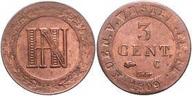 Westfalen Hieronymus Napoleon 1807-1813 3 Centimes 1809 C AKS 41. Jg. 31. 
 ss-vz