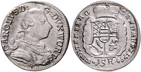 Württemberg Karl Eugen 1744-1793 15 Kreuzer 1758 *15K. Klein/Raff 283d. 
3,57 g vz