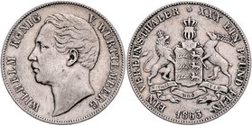 Württemberg Wilhelm I. 1816-1864 Vereinstaler 1863 Kahnt 588. Klein/Raff 107. AKS 77. Thun 439. 
 ss