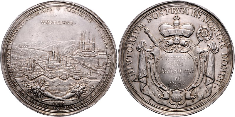Würzburg - Bistum Johann Philipp II. von Greiffenklau. 1699-1719 Silbermedaille ...