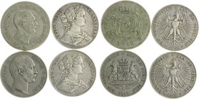 Lots Lot von 4 Stücken: BAYERN Vereinstaler 1862 (Kahnt 116), FRANKFURT 2x Vereinstaler 1860 (Kahnt 168) und HANNOVER Taler 1840 A (Kahnt 228) 
 meis...