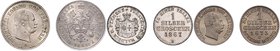 Lots Lot von 3 Stücken: PREUSSEN 1/6 Taler 1862 A und 1 Silbergroschen 1873 C und WALDECK 1 Silbergroschen 1867 B AKS 100, 103, 47. Jg. 91,89 , 38 B. ...