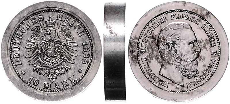 Preussen Friedrich III. 1888-1888 Lot von 2 Stücken: Dickabschläge der Vorder- u...